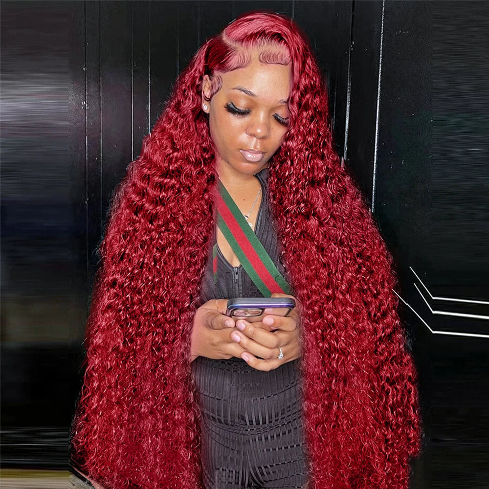 HD Burgundy Deepwave Wig 13X6