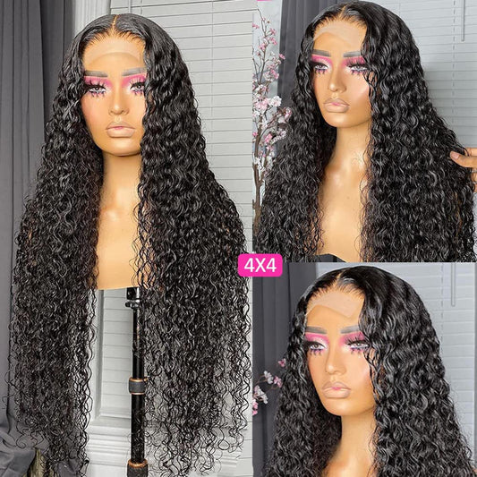 Water Wave Transparent 4x4 Closure Wig
