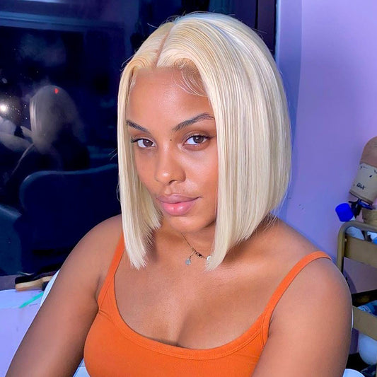 Bob HD Blonde Straight Wig 4x4