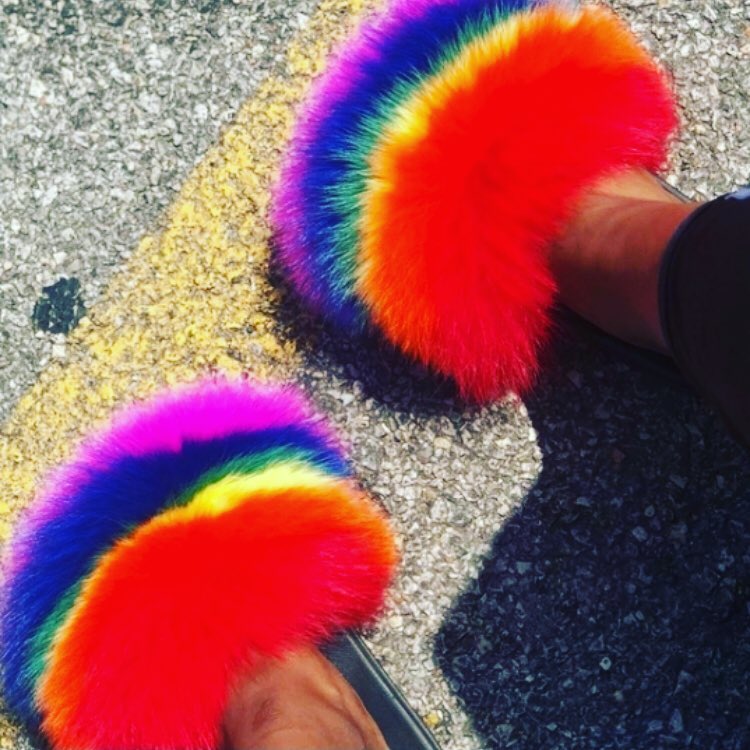 Rainbow Faux Slippers - royalty-extensions.com
