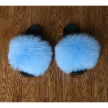 Sky Faux Fur Slippers - royalty-extensions.com