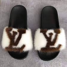 LV Mink Slippers